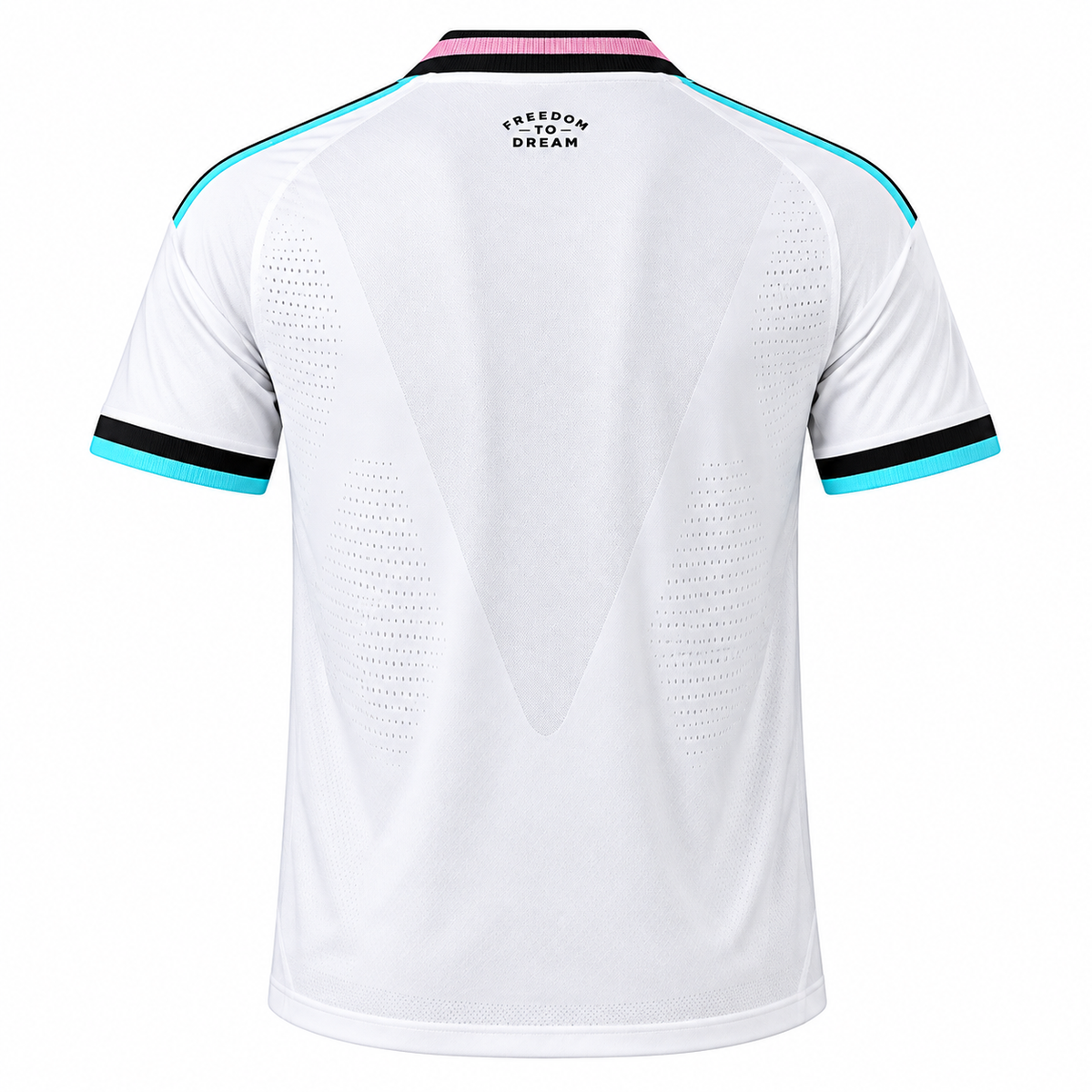 White Football Jersey | Short Sleeve Sports Jersey | Pink & Aqua Geometric Design