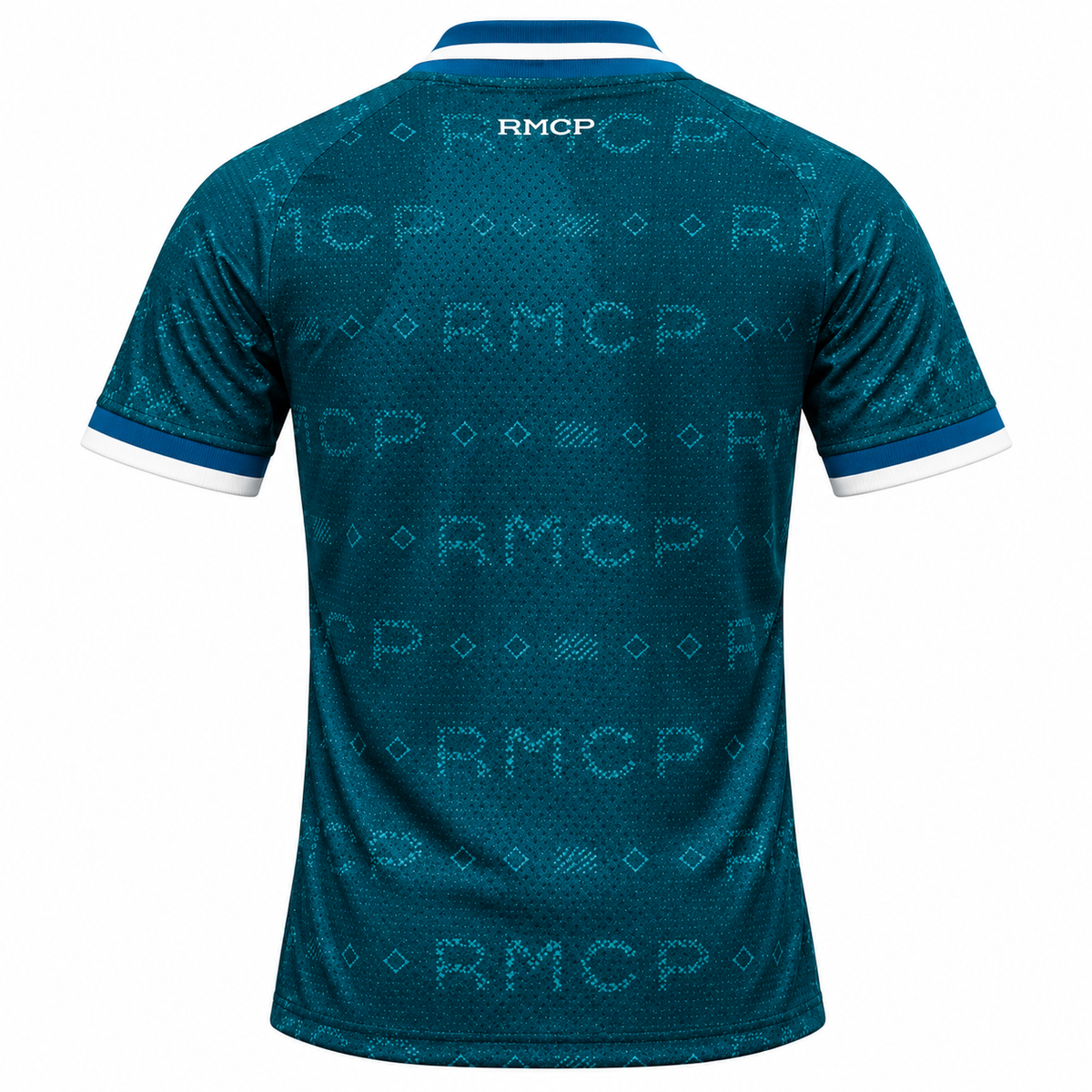 Teal Football Jersey | Short Sleeve Sports Jersey | White & Blue Detail