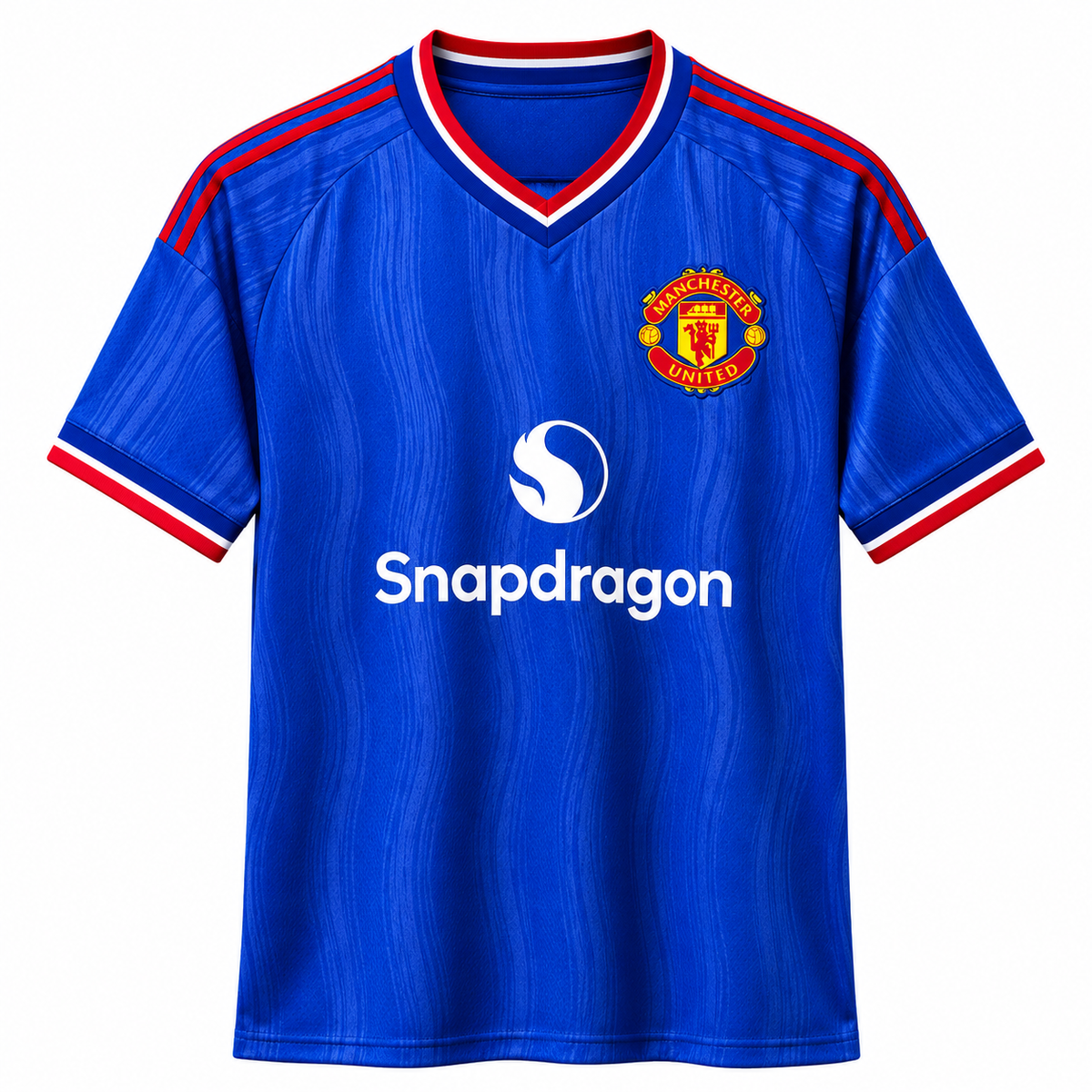 Men’s Blue Football Jersey | Short Sleeve Sports T-Shirt | Red & White Trim