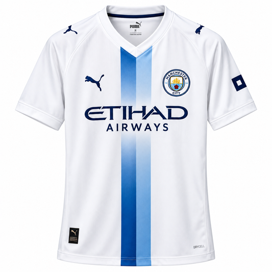 Men's White Football Jersey – Premium Soccer Sports Jersey with Blue Stripe