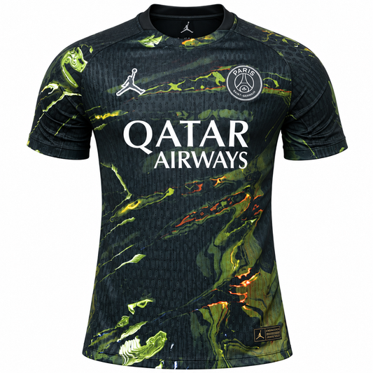 Men's Black Football Jersey | Green & Yellow Abstract Print Sports T-Shirt