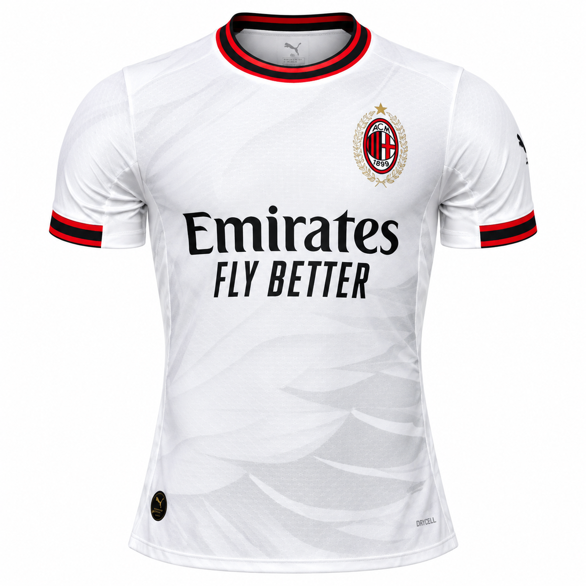 AC Milan Inspired White Football Jersey for Men | Red & Black Collar | Premium Sports T-Shirt