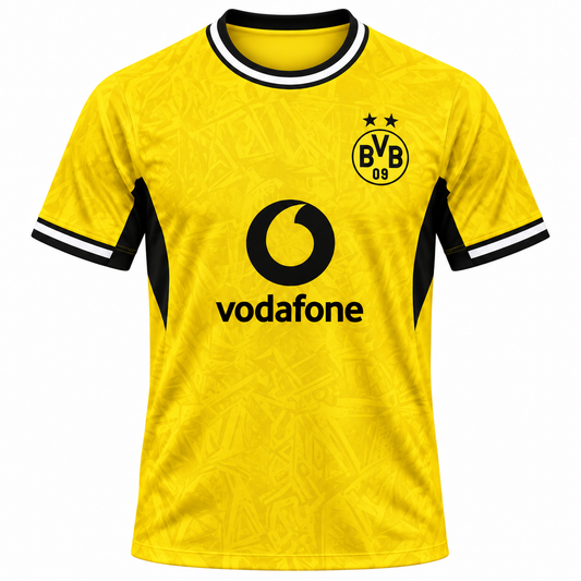 Yellow Football Jersey | Short Sleeve Sports Jersey | Black & White Design