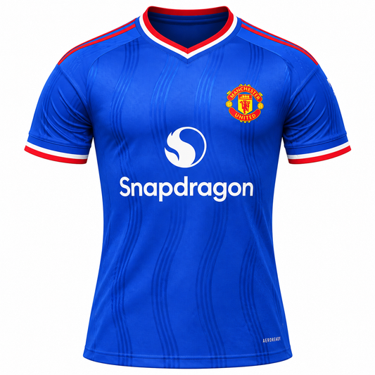 Blue Football Jersey | Short Sleeve Sports Jersey | Red & White Contrast Design
