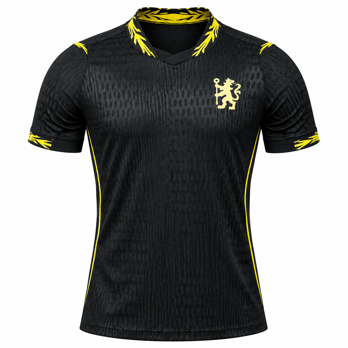 Black Football Jersey | Short Sleeve Sports Jersey | Yellow Accent Design