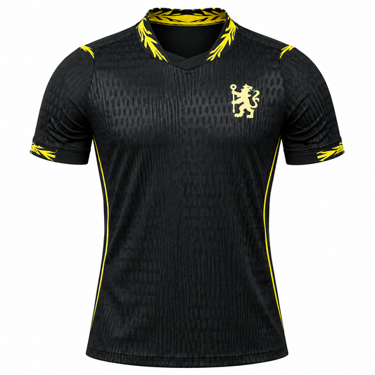 Black Football Jersey | Short Sleeve Sports Jersey | Yellow Accent Design