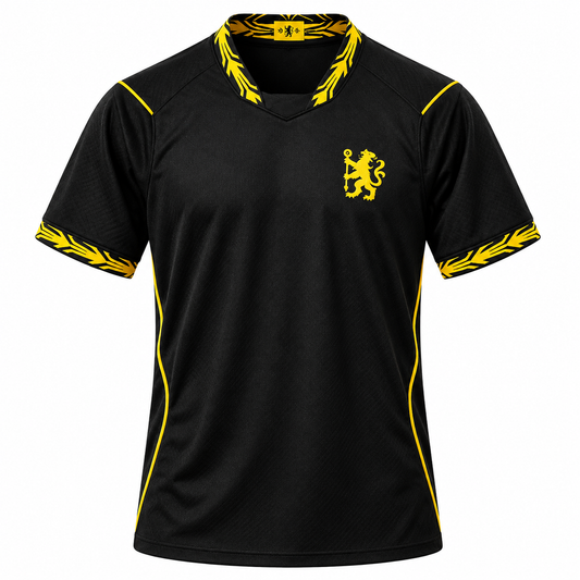 Black Football Jersey | Short Sleeve Sports Jersey | Yellow Contrast Design