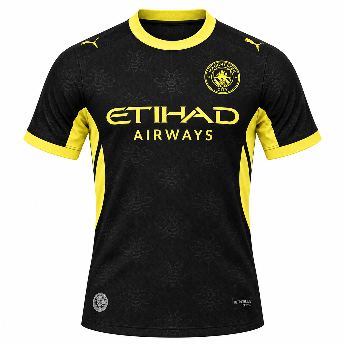 Black Football Jersey | Short Sleeve Sports Jersey | Yellow Contrast Design