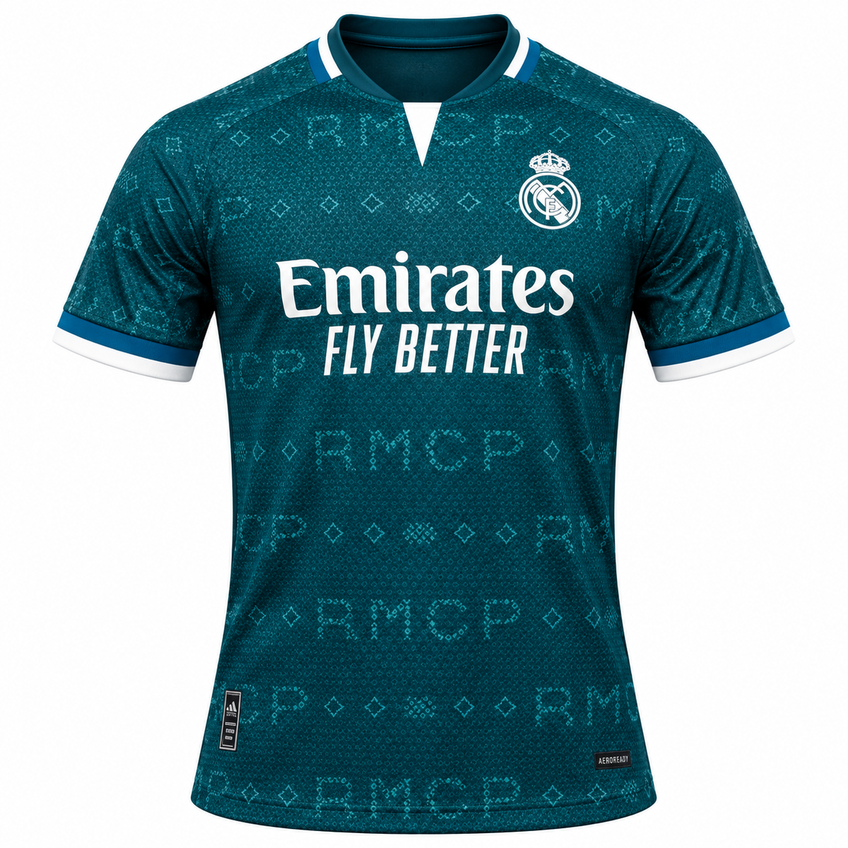 Teal Football Jersey | Short Sleeve Sports Jersey | White & Blue Detail