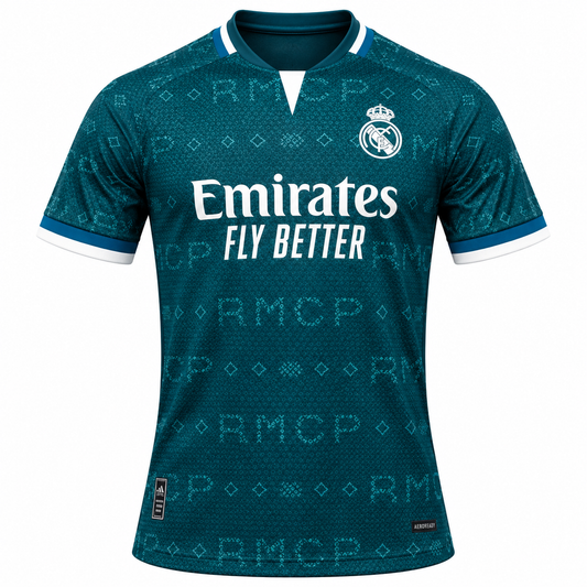 Teal Football Jersey | Short Sleeve Sports Jersey | White & Blue Detail