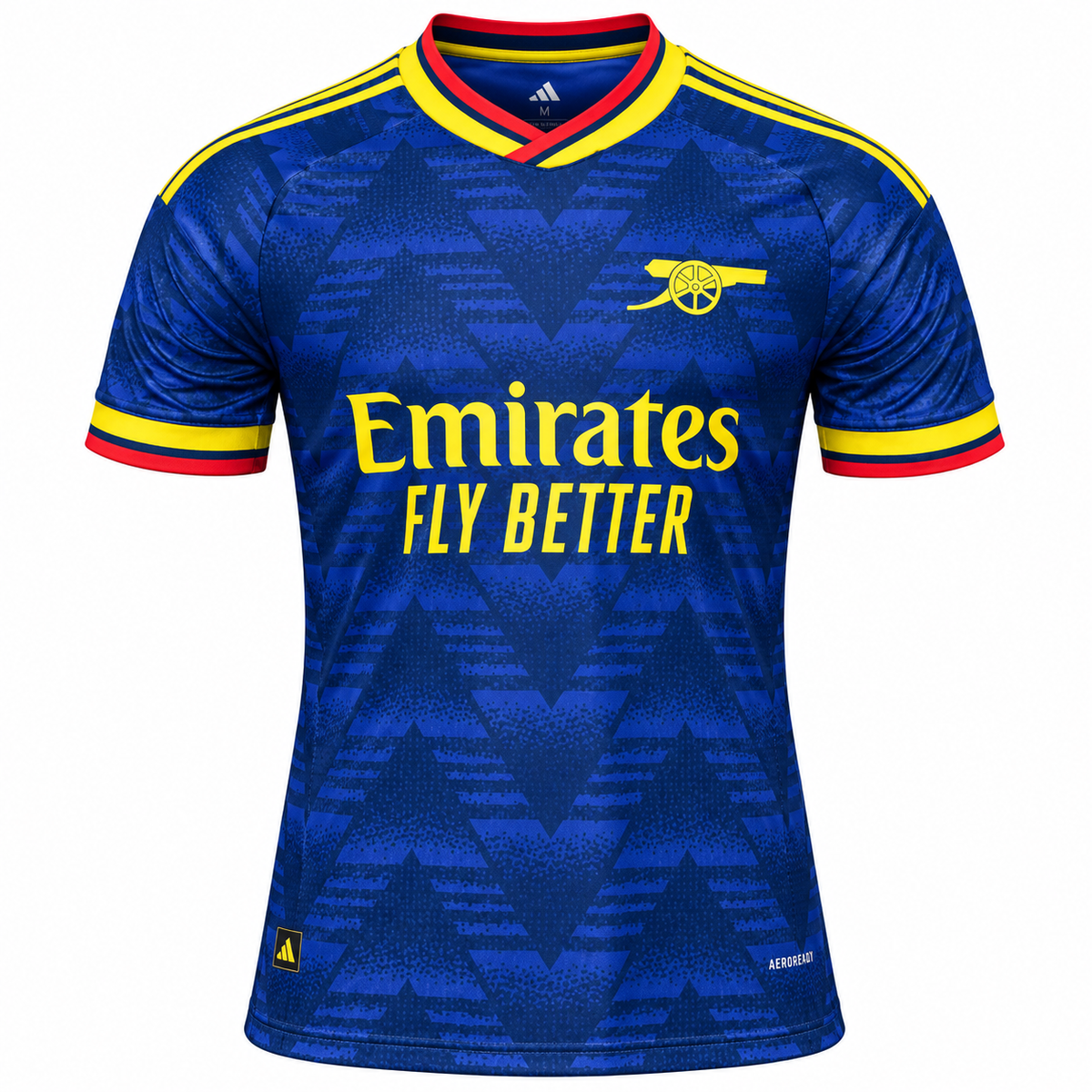 Men's Blue Football Jersey | Navy Sports T-Shirt with Yellow & Red Accents