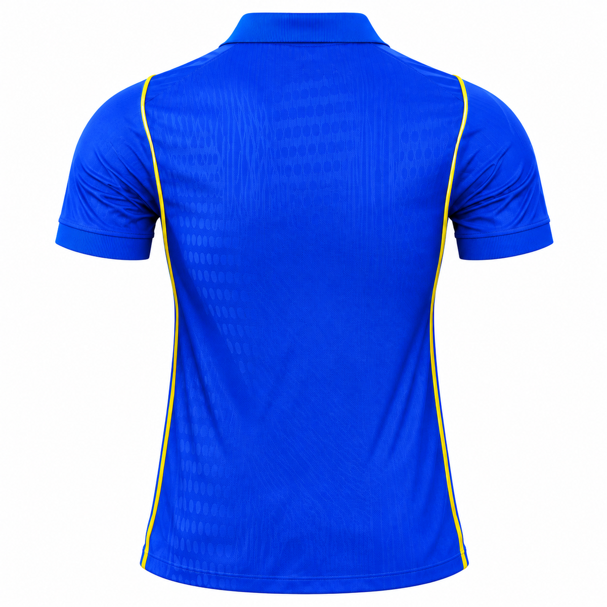 Men's Blue Football Jersey – Royal Blue Sports Polo Shirt with Yellow Accents