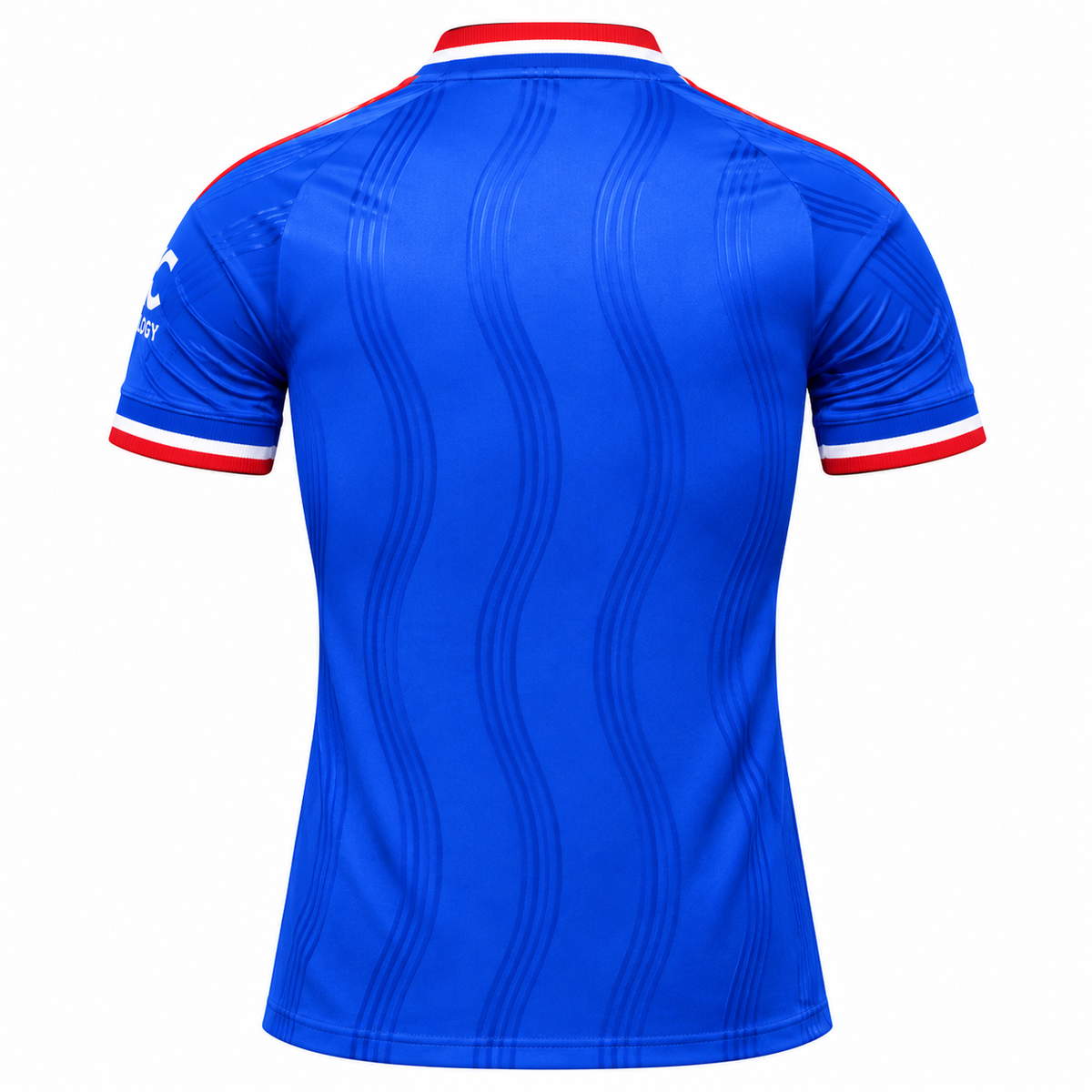 Blue Football Jersey | Short Sleeve Sports Jersey | Red & White Contrast Design