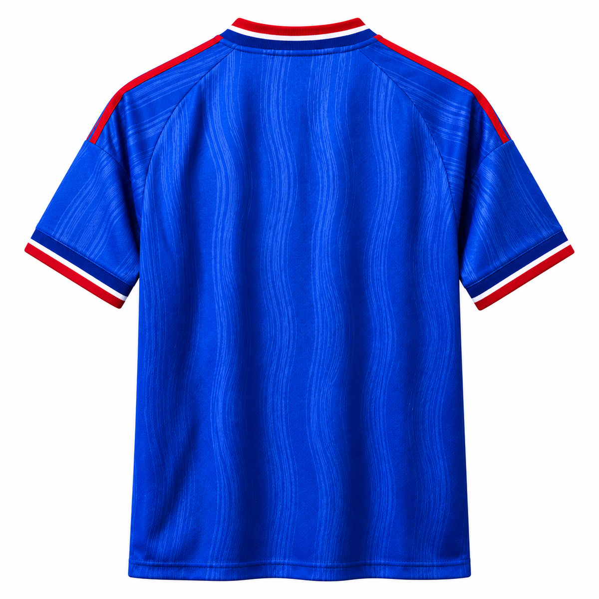 Men’s Blue Football Jersey | Short Sleeve Sports T-Shirt | Red & White Trim