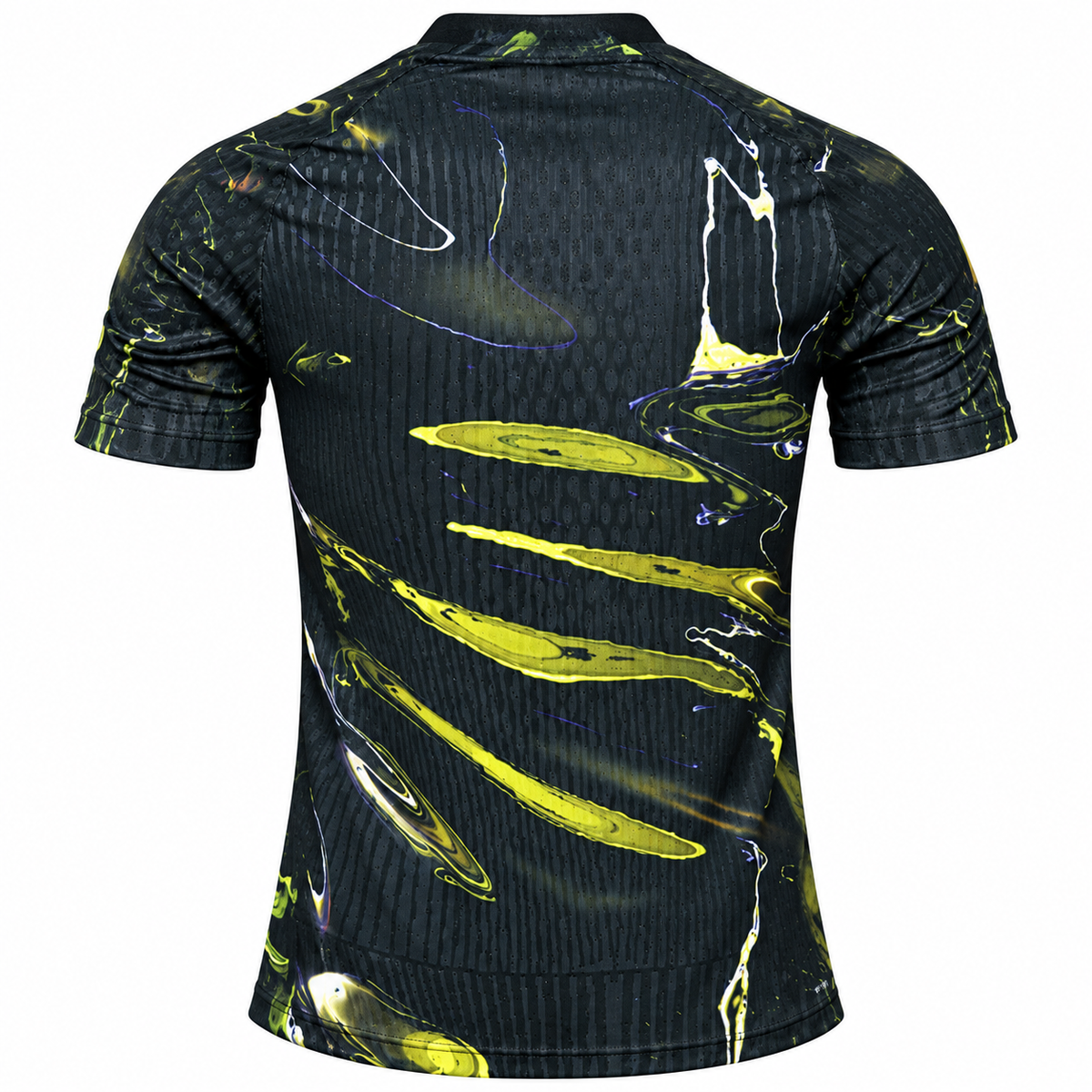 Men's Black Football Jersey | Green & Yellow Abstract Print Sports T-Shirt