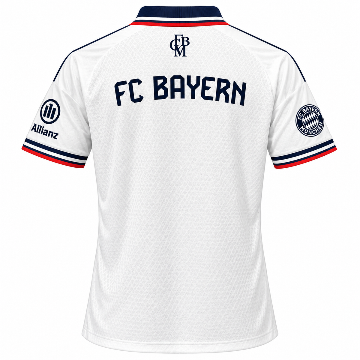 FC Bayern Inspired White Football Jersey for Men | Premium Sports T-Shirt | Red Blue Detailing